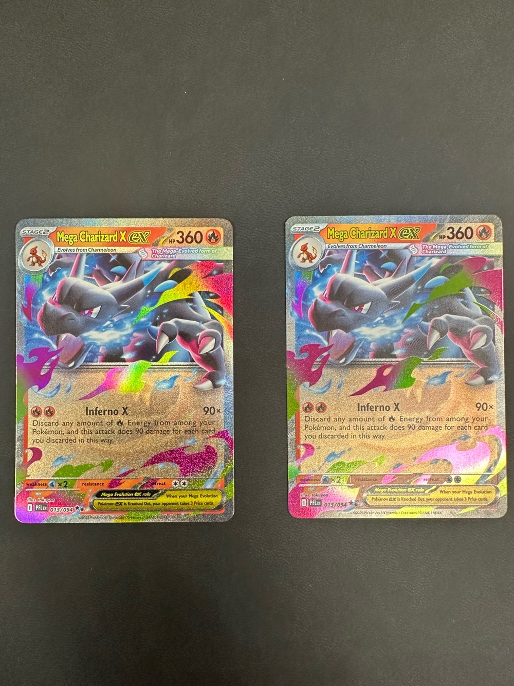 Mega Charizard X EX Holo Pokémon Card - Black/Blue Charizard (Pair) Phantasmal